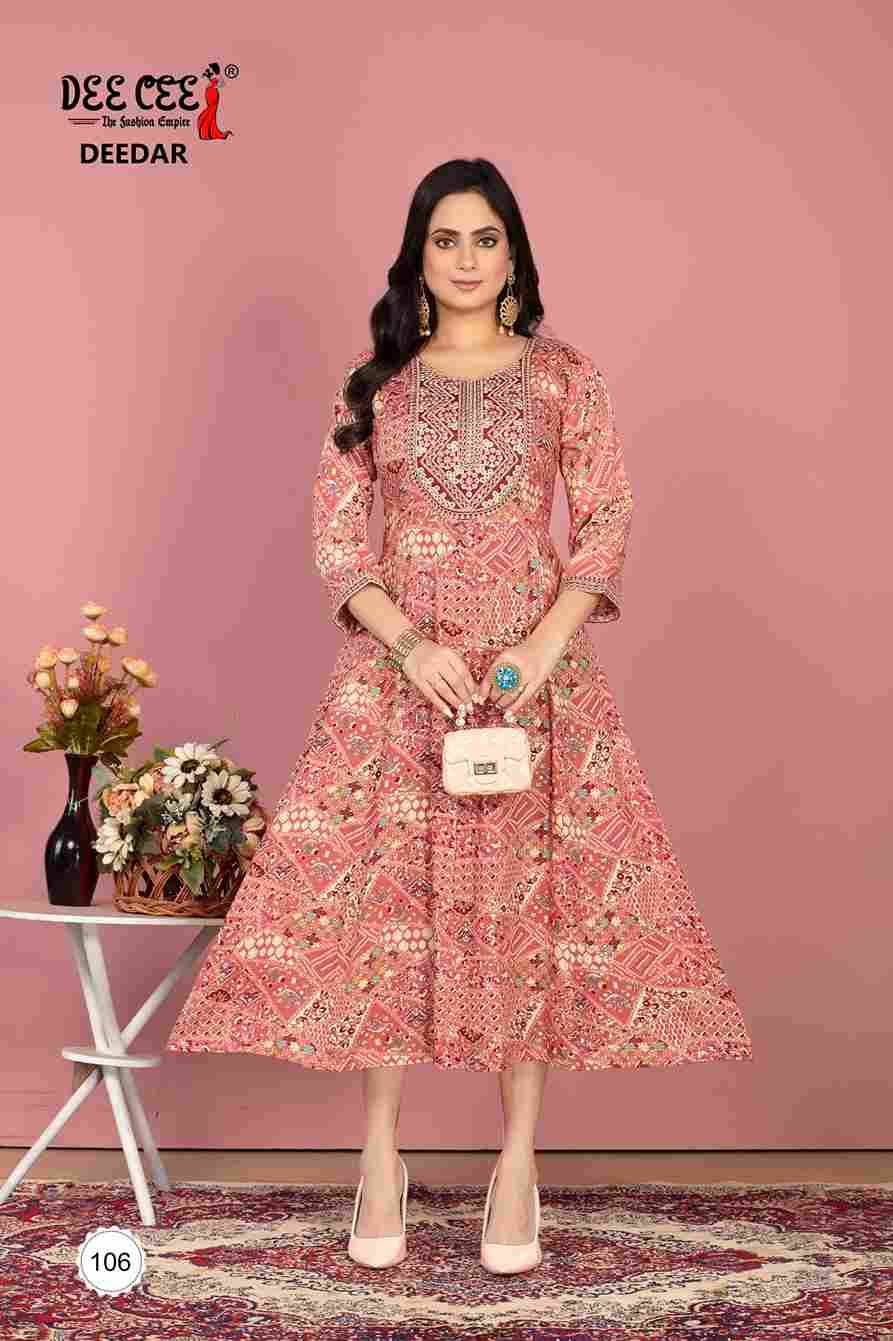 Deedar By Dee Cee 101 To 106 Series Designer Stylish Fancy Colorful Beautiful Party Wear & Ethnic Wear Collection Rayon Foil Kurtis At Wholesale Price