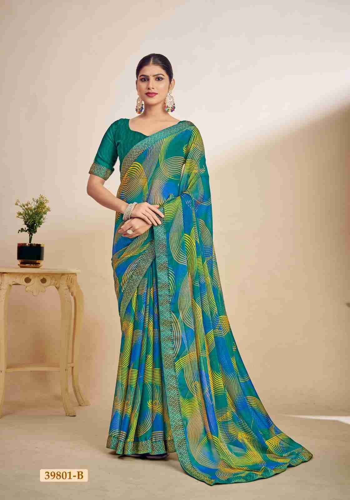Simayaa By Ruchi Sarees 39801-A To 39803-D Series Indian Traditional Wear Collection Beautiful Stylish Fancy Colorful Party Wear & Occasional Wear Chiffon Sarees At Wholesale Price