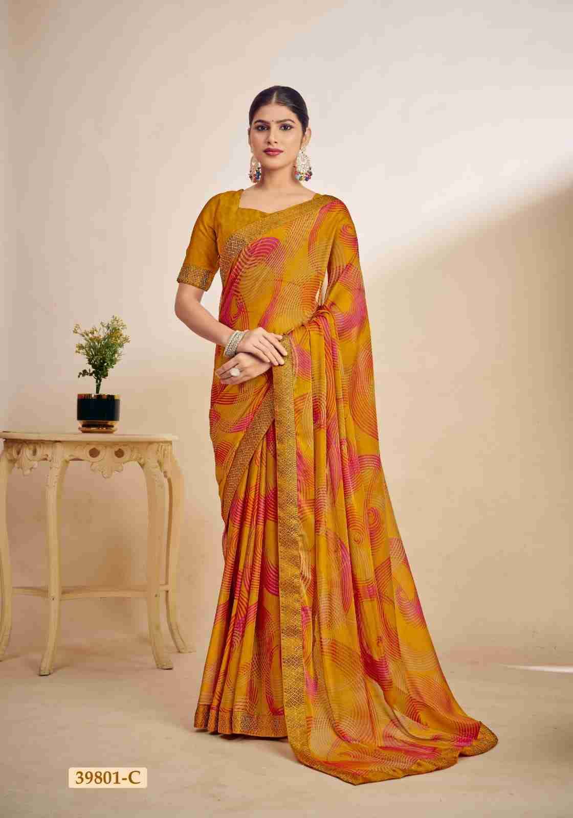 Simayaa By Ruchi Sarees 39801-A To 39803-D Series Indian Traditional Wear Collection Beautiful Stylish Fancy Colorful Party Wear & Occasional Wear Chiffon Sarees At Wholesale Price