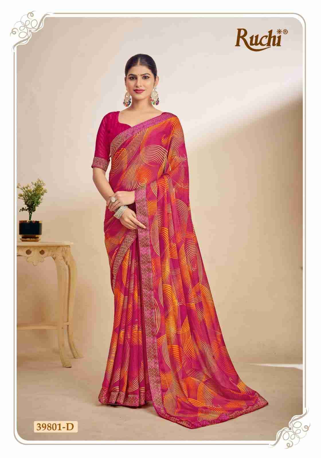 Simayaa By Ruchi Sarees 39801-A To 39803-D Series Indian Traditional Wear Collection Beautiful Stylish Fancy Colorful Party Wear & Occasional Wear Chiffon Sarees At Wholesale Price