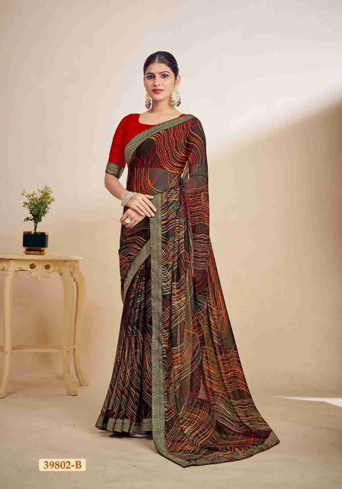 Simayaa By Ruchi Sarees 39801-A To 39803-D Series Indian Traditional Wear Collection Beautiful Stylish Fancy Colorful Party Wear & Occasional Wear Chiffon Sarees At Wholesale Price