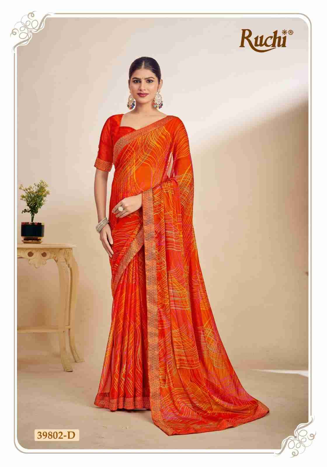 Simayaa By Ruchi Sarees 39801-A To 39803-D Series Indian Traditional Wear Collection Beautiful Stylish Fancy Colorful Party Wear & Occasional Wear Chiffon Sarees At Wholesale Price