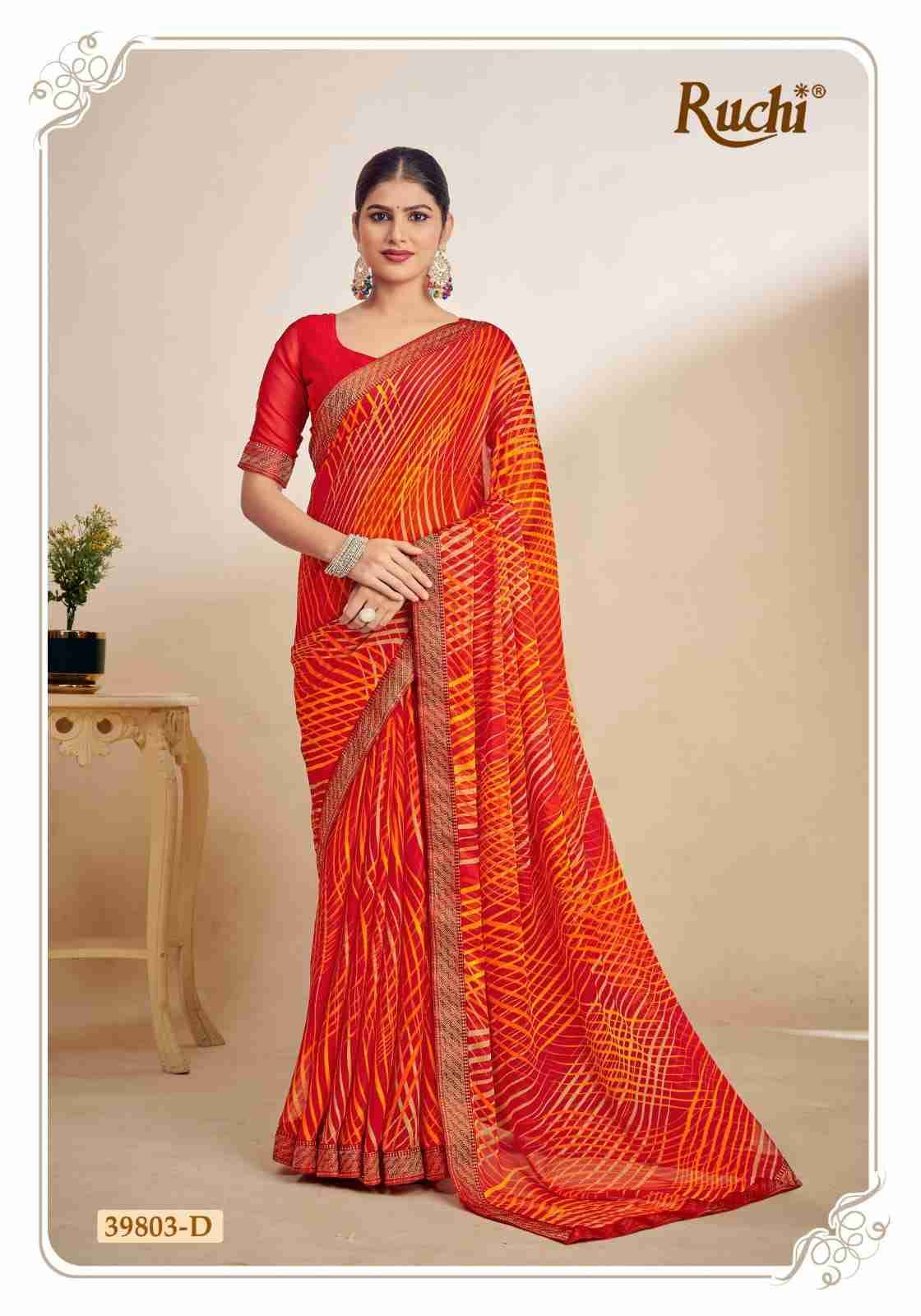 Simayaa By Ruchi Sarees 39801-A To 39803-D Series Indian Traditional Wear Collection Beautiful Stylish Fancy Colorful Party Wear & Occasional Wear Chiffon Sarees At Wholesale Price
