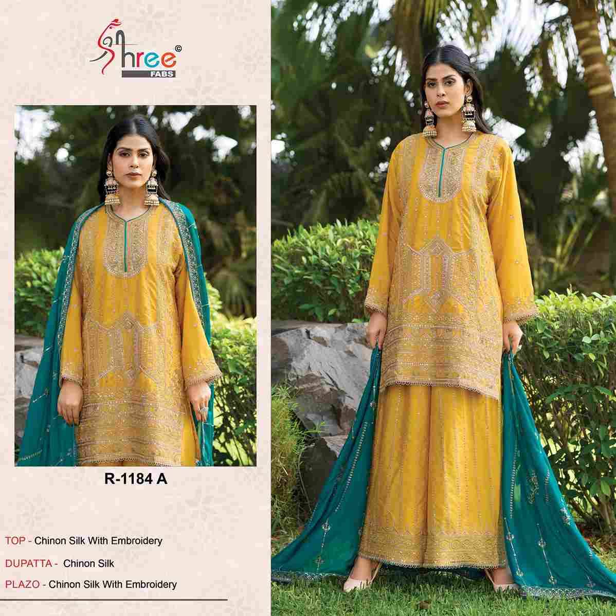 Shree Fabs Hit Design R-1184 Colours By Shree Fabs R-1184-A To R-1184-D Series Beautiful Pakistani Suits Stylish Fancy Colorful Party Wear & Occasional Wear Chinnon Silk Embroidered Dresses At Wholesale Price