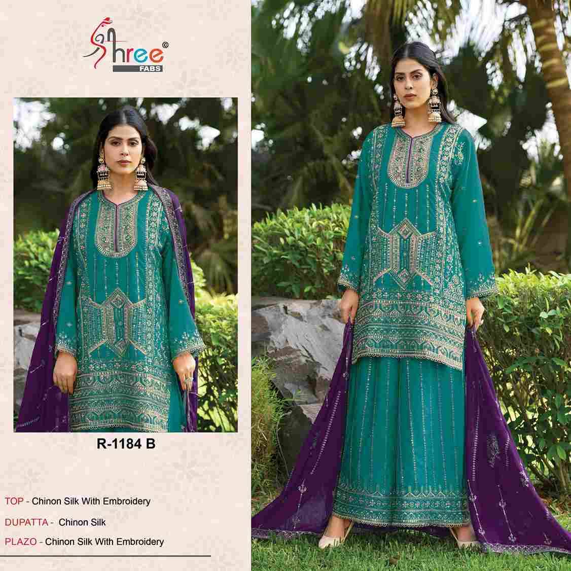 Shree Fabs Hit Design R-1184 Colours By Shree Fabs R-1184-A To R-1184-D Series Beautiful Pakistani Suits Stylish Fancy Colorful Party Wear & Occasional Wear Chinnon Silk Embroidered Dresses At Wholesale Price