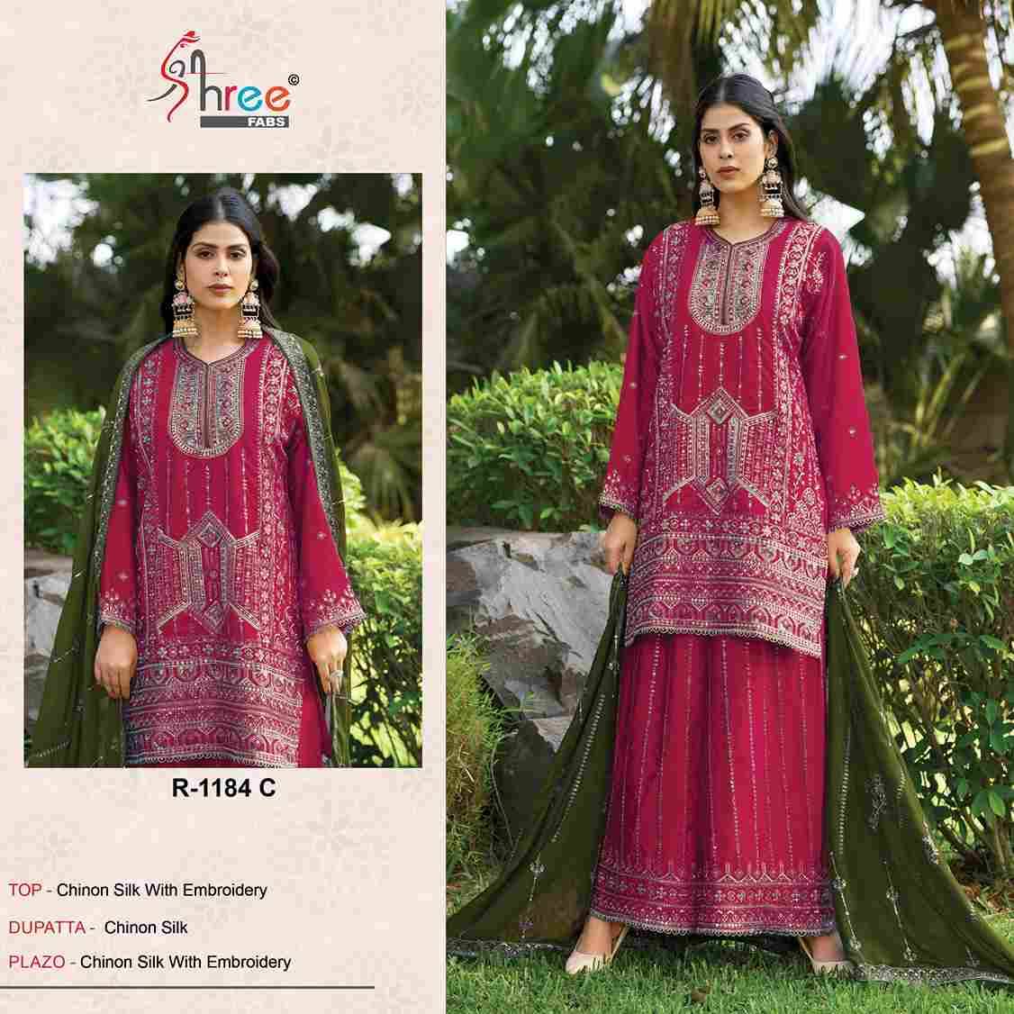 Shree Fabs Hit Design R-1184 Colours By Shree Fabs R-1184-A To R-1184-D Series Beautiful Pakistani Suits Stylish Fancy Colorful Party Wear & Occasional Wear Chinnon Silk Embroidered Dresses At Wholesale Price