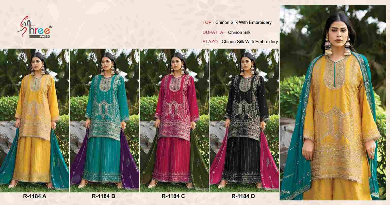 Shree Fabs Hit Design R-1184 Colours By Shree Fabs R-1184-A To R-1184-D Series Beautiful Pakistani Suits Stylish Fancy Colorful Party Wear & Occasional Wear Chinnon Silk Embroidered Dresses At Wholesale Price