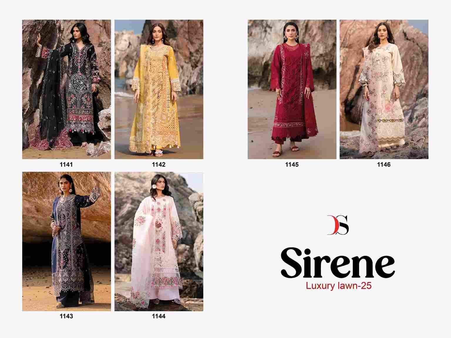 Sirene Luxury Lawn-25 By Deepsy Suits 1141 To 1146 Series Designer Pakistani Suits Beautiful Stylish Fancy Colorful Party Wear & Occasional Wear Pure Cotton Embroidered Dresses At Wholesale Price