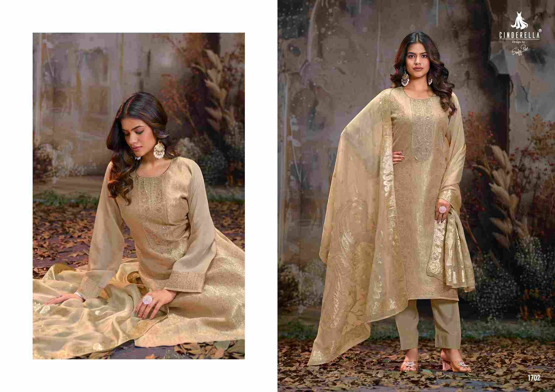 Zahria By Cinderella 1701 To 1704 Series Beautiful Stylish Festive Suits Fancy Colorful Casual Wear & Ethnic Wear & Ready To Wear Pure Organza Jacquard Dresses At Wholesale Price