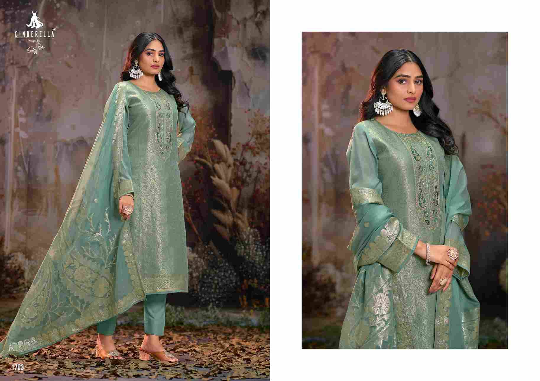 Zahria By Cinderella 1701 To 1704 Series Beautiful Stylish Festive Suits Fancy Colorful Casual Wear & Ethnic Wear & Ready To Wear Pure Organza Jacquard Dresses At Wholesale Price