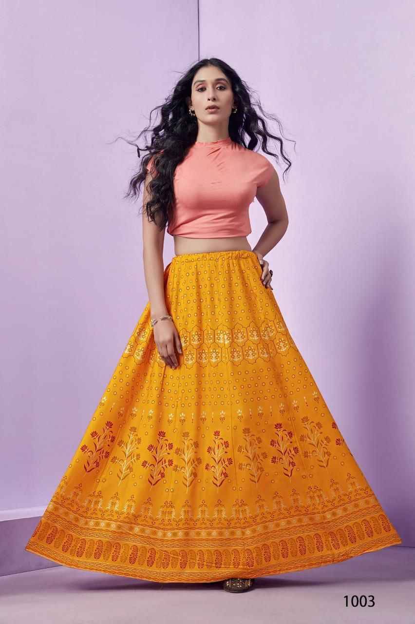 Flared Skirt By Kaamiri 01 To 07 Series Designer Stylish Fancy Colorful Beautiful Party Wear & Ethnic Wear Collection Heavy Rayon Print Skirt At Wholesale Price