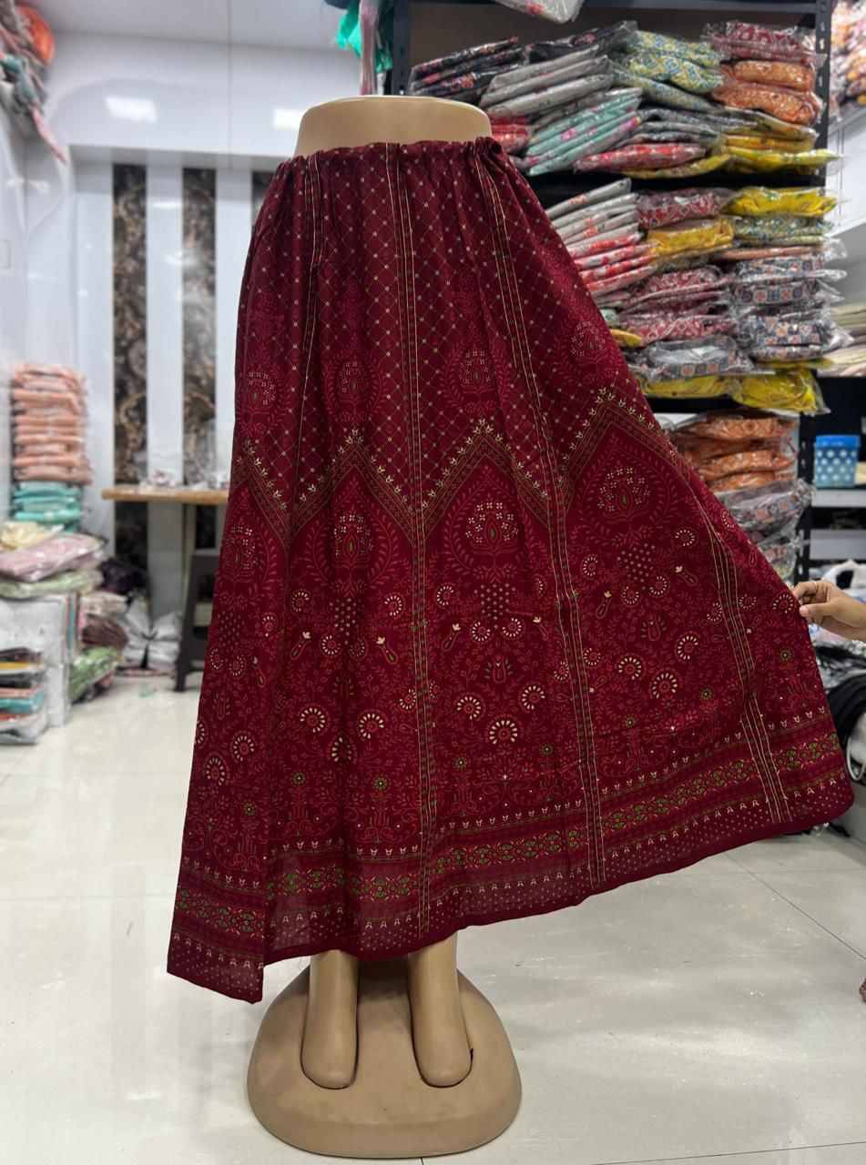 Flared Skirt By Kaamiri 01 To 07 Series Designer Stylish Fancy Colorful Beautiful Party Wear & Ethnic Wear Collection Heavy Rayon Print Skirt At Wholesale Price