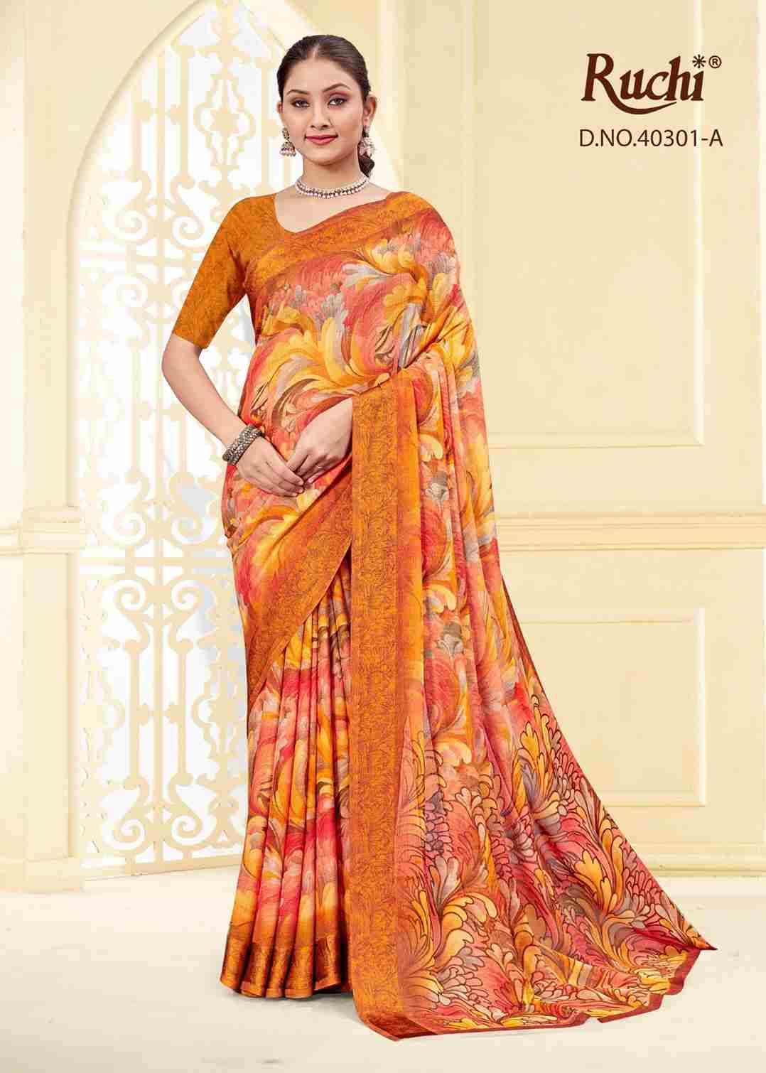 Cherry Vol-43 By Ruchi Sarees 40301-A To 40301-F Series Indian Traditional Wear Collection Beautiful Stylish Fancy Colorful Party Wear & Occasional Wear Chiffon Sarees At Wholesale Price