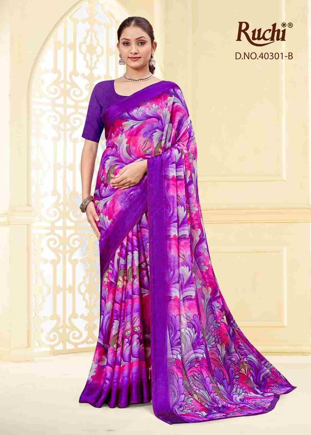 Cherry Vol-43 By Ruchi Sarees 40301-A To 40301-F Series Indian Traditional Wear Collection Beautiful Stylish Fancy Colorful Party Wear & Occasional Wear Chiffon Sarees At Wholesale Price