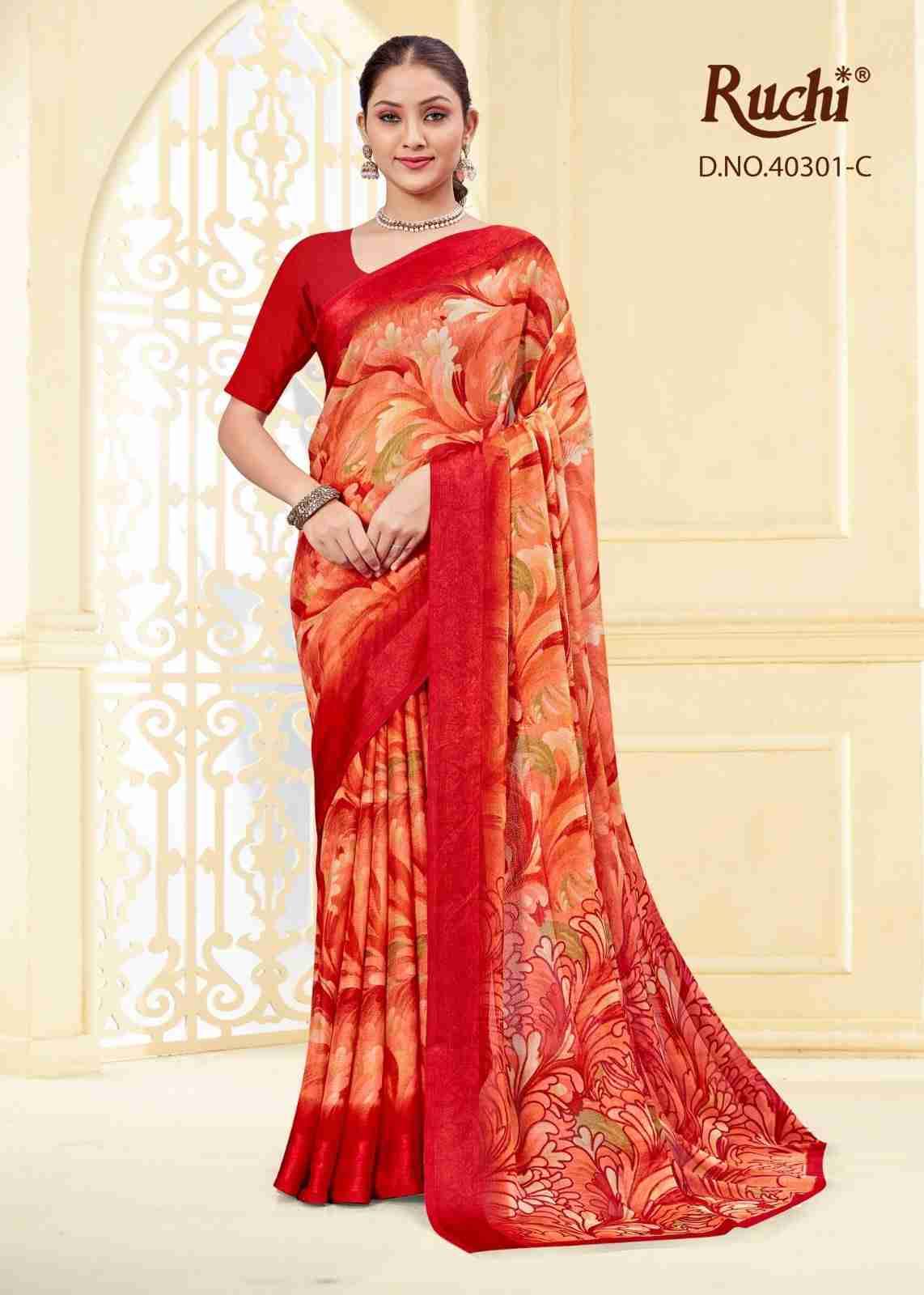 Cherry Vol-43 By Ruchi Sarees 40301-A To 40301-F Series Indian Traditional Wear Collection Beautiful Stylish Fancy Colorful Party Wear & Occasional Wear Chiffon Sarees At Wholesale Price
