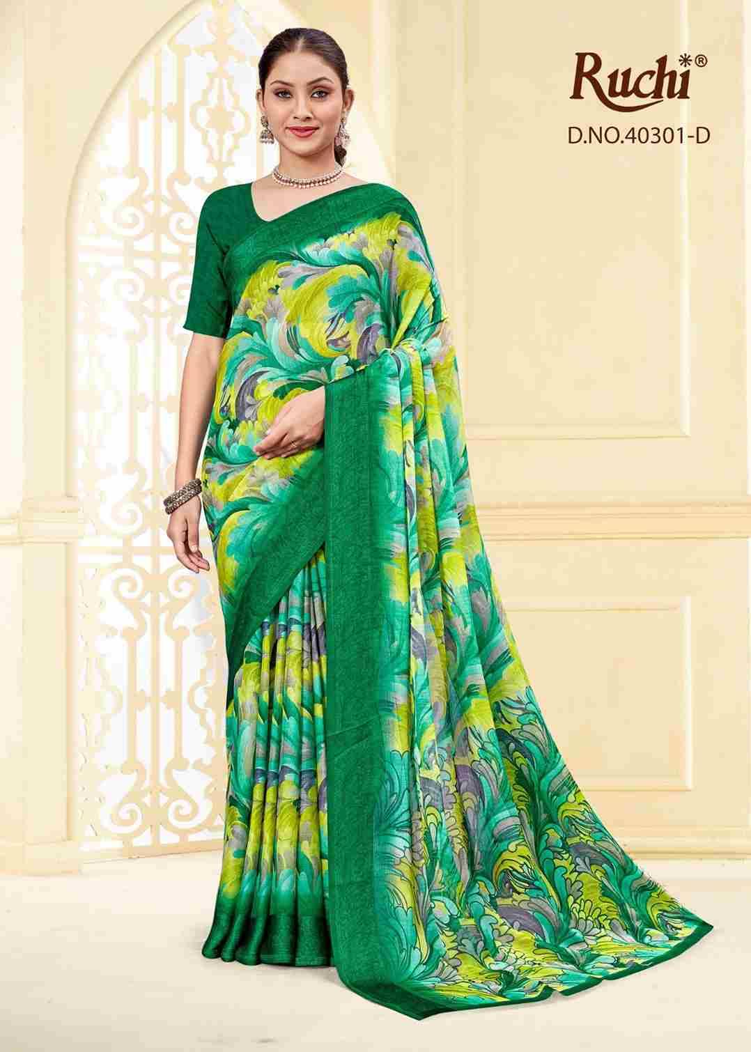Cherry Vol-43 By Ruchi Sarees 40301-A To 40301-F Series Indian Traditional Wear Collection Beautiful Stylish Fancy Colorful Party Wear & Occasional Wear Chiffon Sarees At Wholesale Price