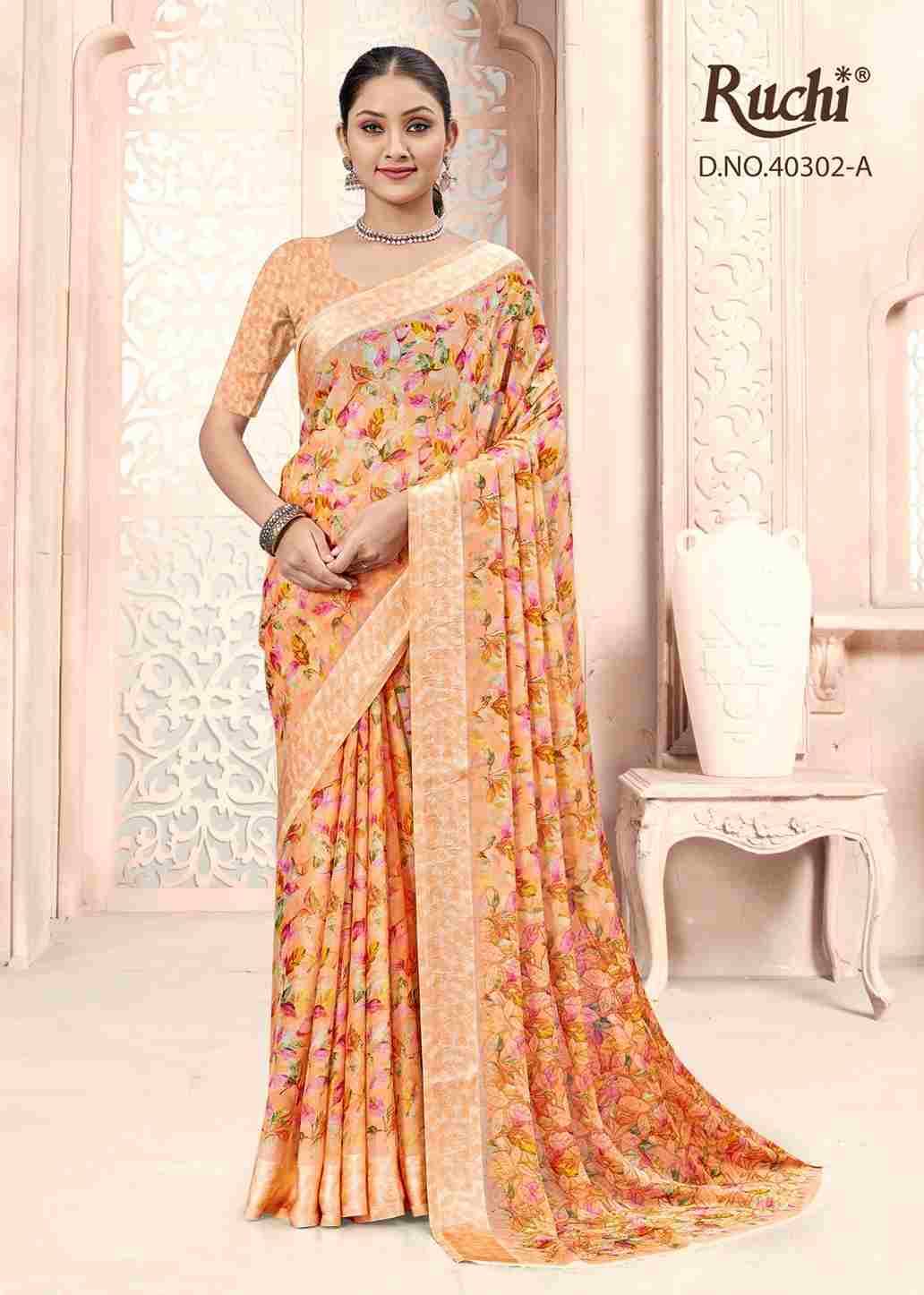 Cherry Vol-44 By Ruchi Sarees 40302-A To 40302-F Series Indian Traditional Wear Collection Beautiful Stylish Fancy Colorful Party Wear & Occasional Wear Chiffon Sarees At Wholesale Price