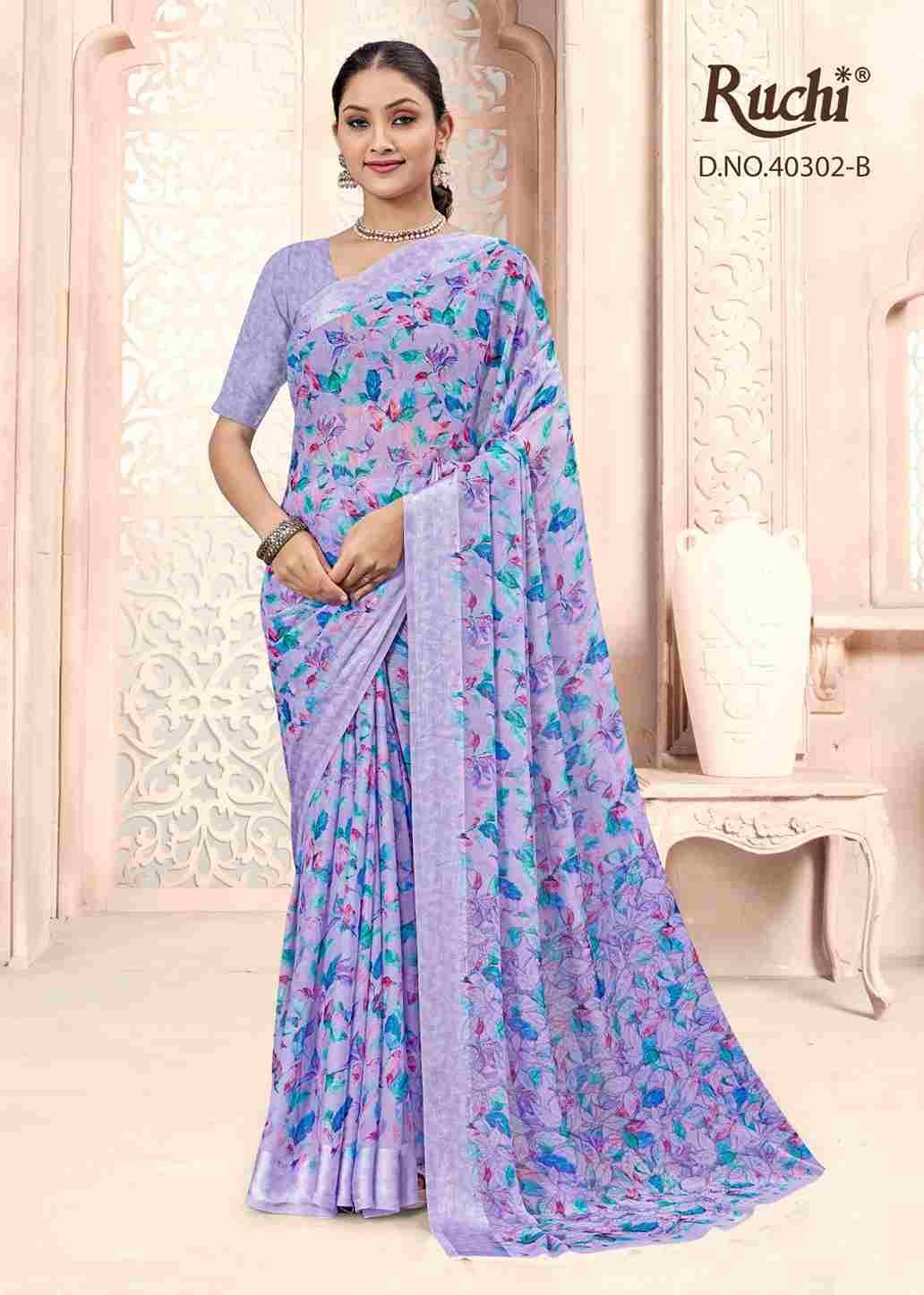 Cherry Vol-44 By Ruchi Sarees 40302-A To 40302-F Series Indian Traditional Wear Collection Beautiful Stylish Fancy Colorful Party Wear & Occasional Wear Chiffon Sarees At Wholesale Price
