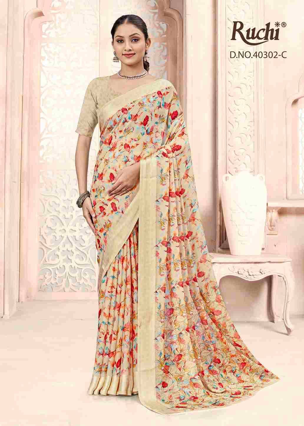 Cherry Vol-44 By Ruchi Sarees 40302-A To 40302-F Series Indian Traditional Wear Collection Beautiful Stylish Fancy Colorful Party Wear & Occasional Wear Chiffon Sarees At Wholesale Price