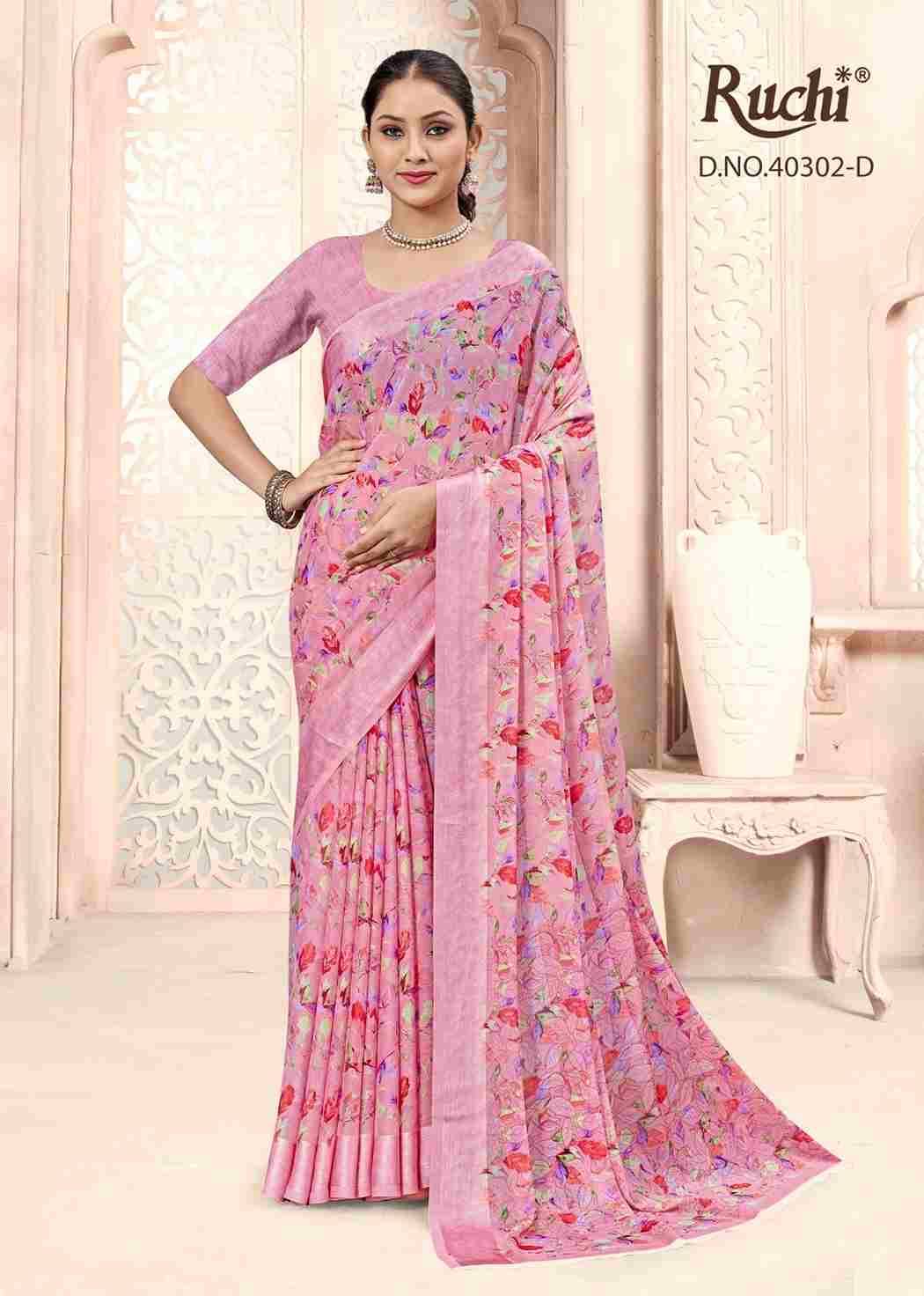 Cherry Vol-44 By Ruchi Sarees 40302-A To 40302-F Series Indian Traditional Wear Collection Beautiful Stylish Fancy Colorful Party Wear & Occasional Wear Chiffon Sarees At Wholesale Price