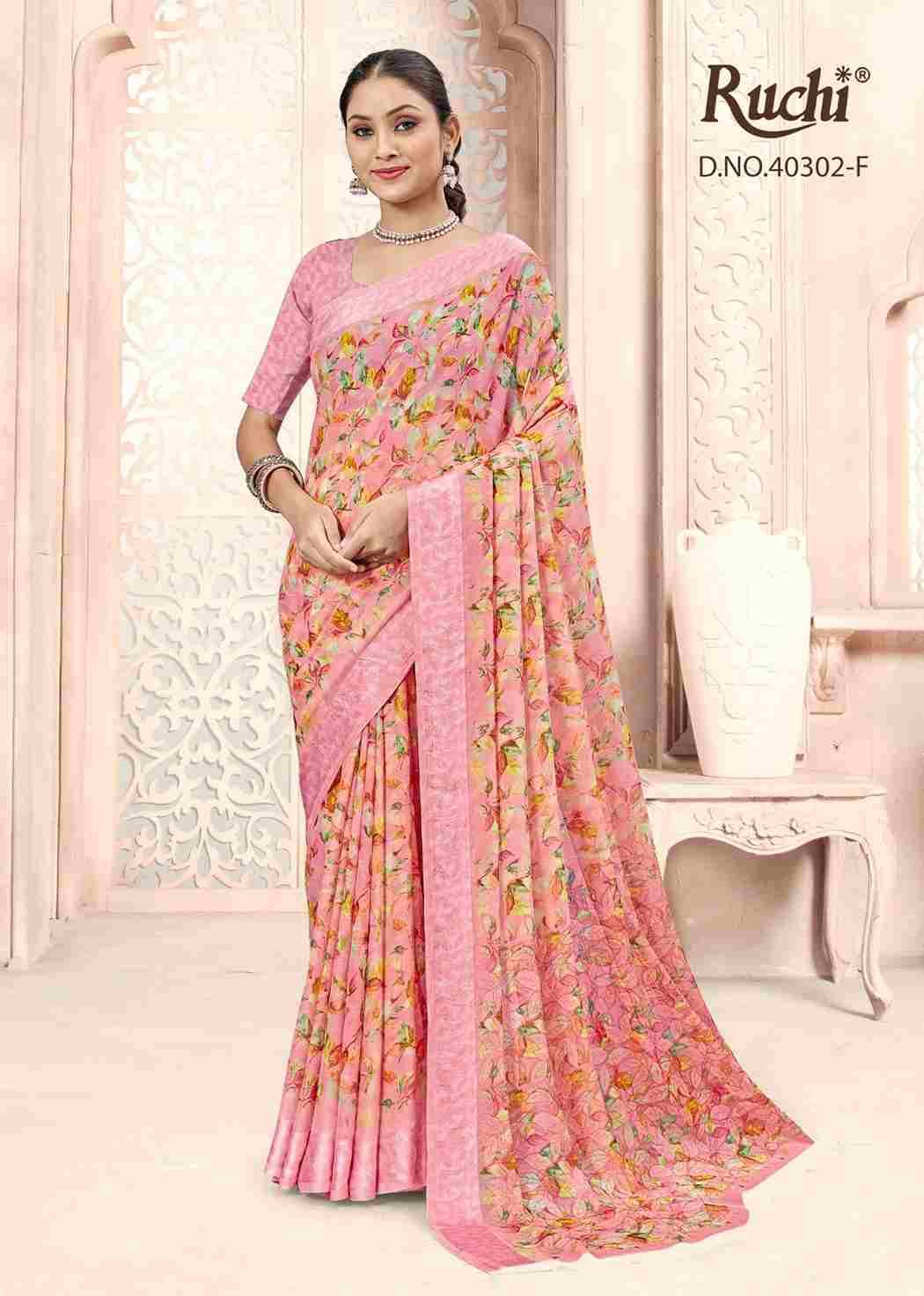 Cherry Vol-44 By Ruchi Sarees 40302-A To 40302-F Series Indian Traditional Wear Collection Beautiful Stylish Fancy Colorful Party Wear & Occasional Wear Chiffon Sarees At Wholesale Price