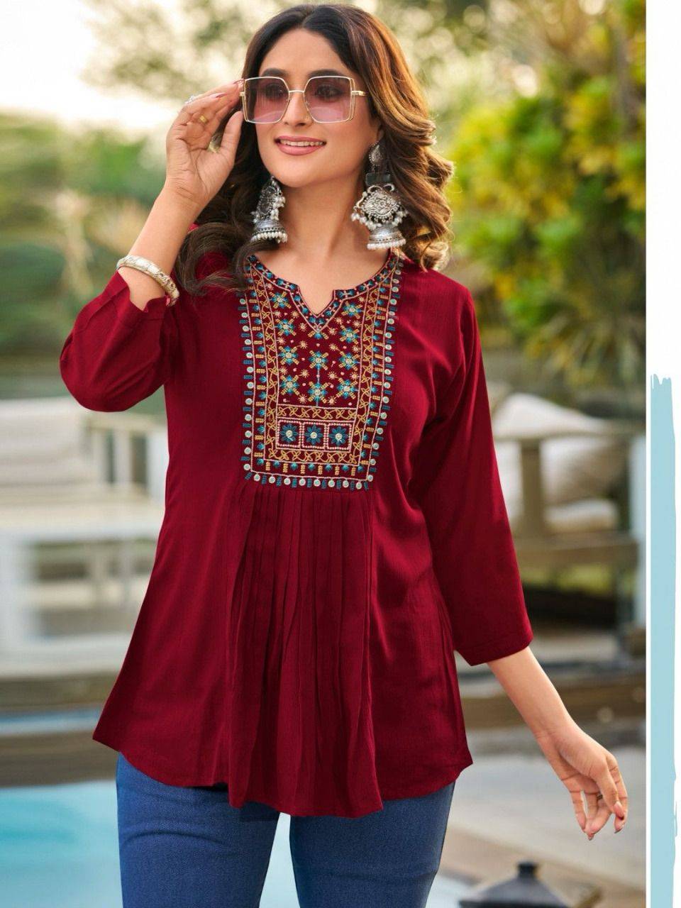 Bubbly Vol-5 By Kaamiri 01 To 04 Series Designer Stylish Fancy Colorful Beautiful Party Wear & Ethnic Wear Collection Heavy Rayon Embroidery Tops At Wholesale Price