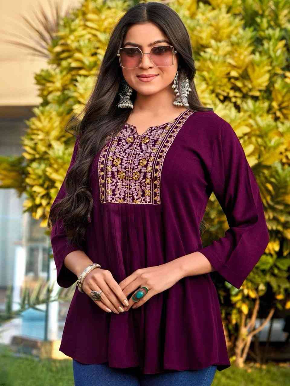 Bubbly Vol-5 By Kaamiri 01 To 04 Series Designer Stylish Fancy Colorful Beautiful Party Wear & Ethnic Wear Collection Heavy Rayon Embroidery Tops At Wholesale Price