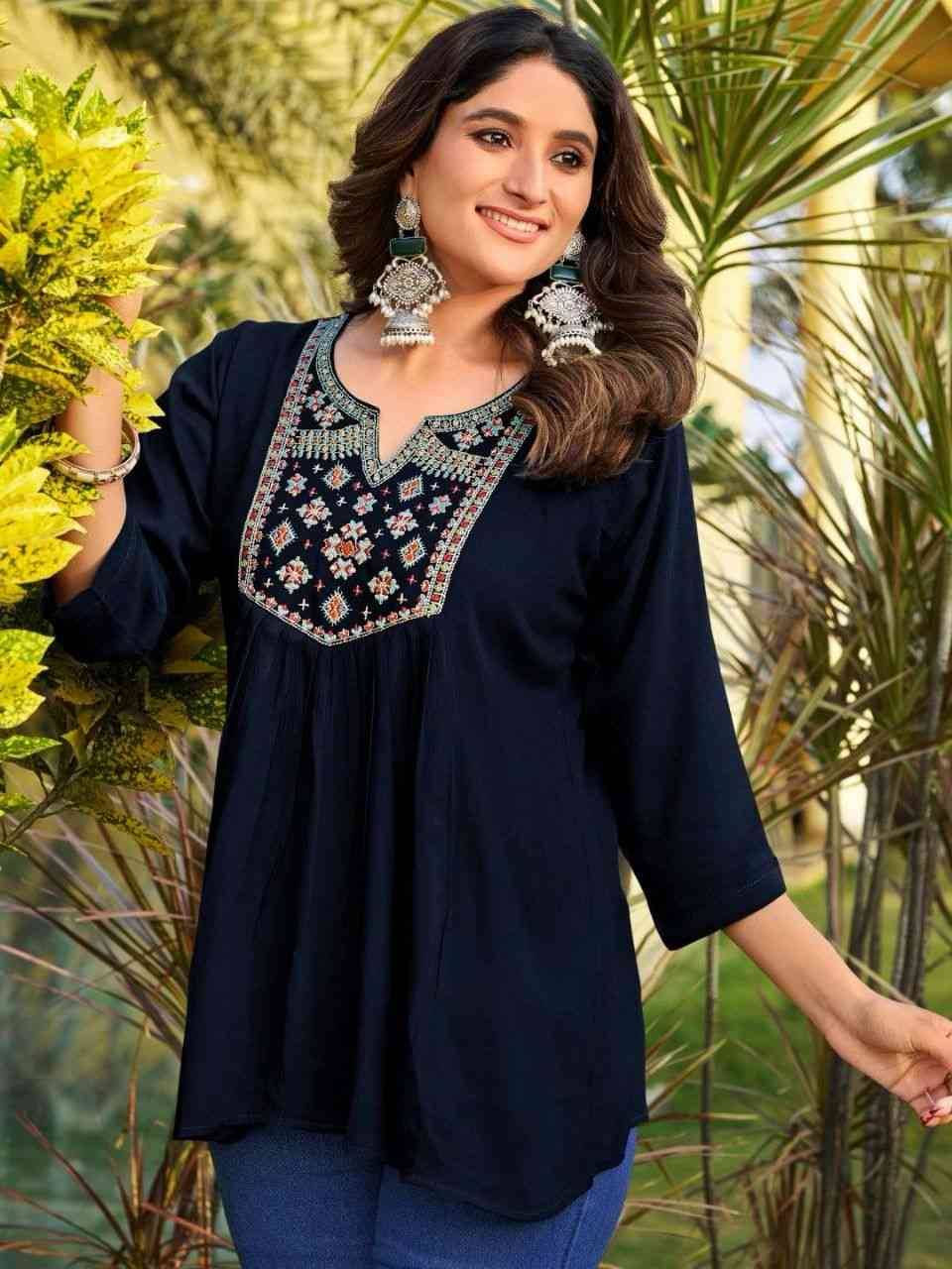 Bubbly Vol-5 By Kaamiri 01 To 04 Series Designer Stylish Fancy Colorful Beautiful Party Wear & Ethnic Wear Collection Heavy Rayon Embroidery Tops At Wholesale Price