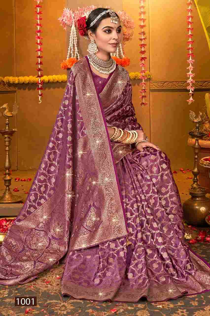Magical Satin Saroski Vol-1 By Saroj 1001 To 1004 Series Indian Traditional Wear Collection Beautiful Stylish Fancy Colorful Party Wear & Occasional Wear Satin Silk Sarees At Wholesale Price