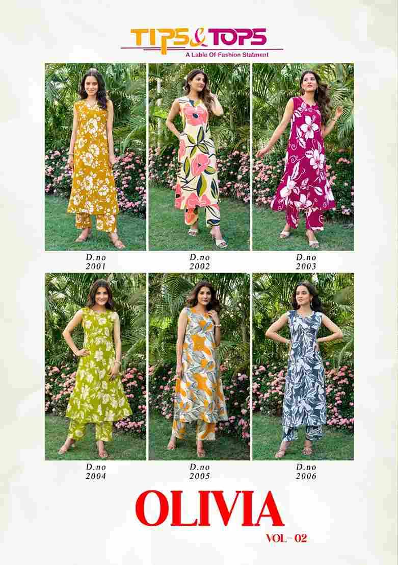 Olivia Vol-2 By Tips And Tops 2001 To 2006 Series Designer Stylish Fancy Colorful Beautiful Party Wear & Ethnic Wear Collection Rayon Co-Ords At Wholesale Price