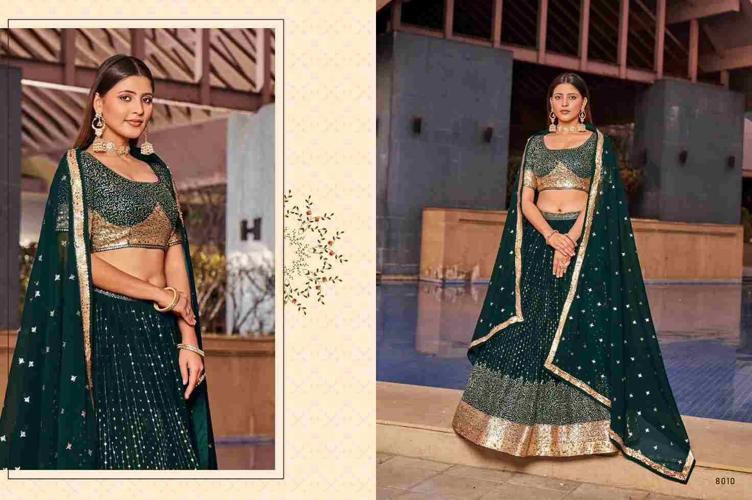 Golden Palm By Zeel Clothing 8001 To 8011 Series Indian Traditional Wear Bridal Collection Beautiful Stylish Fancy Colorful Party Wear & Occasional Wear Georgette Lehengas At Wholesale Price