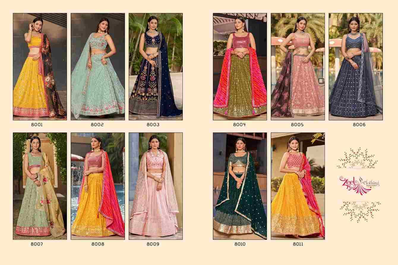 Golden Palm By Zeel Clothing 8001 To 8011 Series Indian Traditional Wear Bridal Collection Beautiful Stylish Fancy Colorful Party Wear & Occasional Wear Georgette Lehengas At Wholesale Price