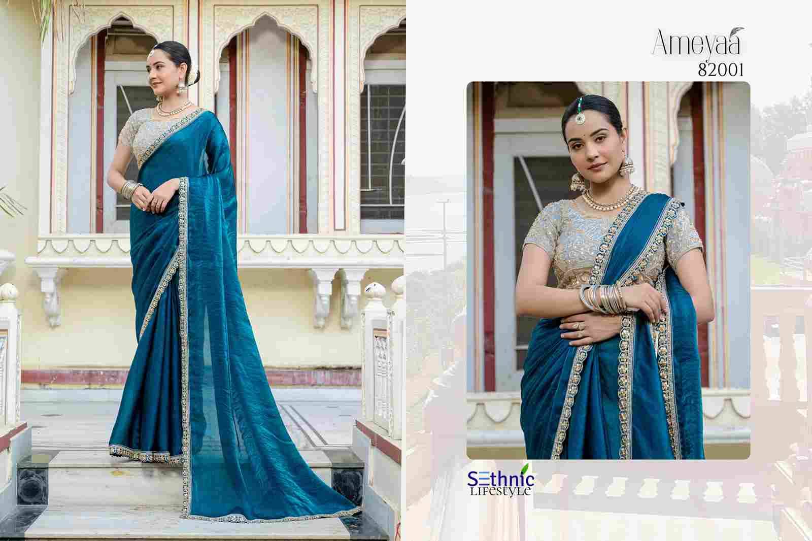 Ameyaa By Sethnic 82001 To 82004 Series Indian Traditional Wear Collection Beautiful Stylish Fancy Colorful Party Wear & Occasional Wear Satin Sarees At Wholesale Price
