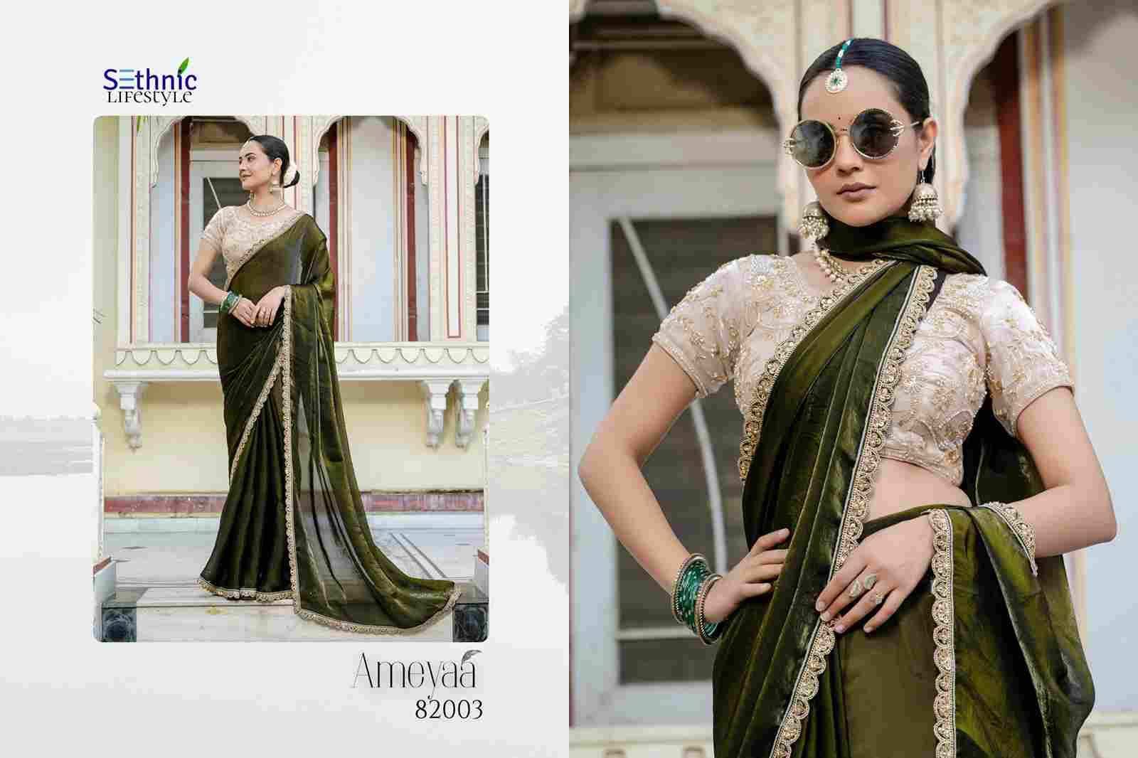 Ameyaa By Sethnic 82001 To 82004 Series Indian Traditional Wear Collection Beautiful Stylish Fancy Colorful Party Wear & Occasional Wear Satin Sarees At Wholesale Price