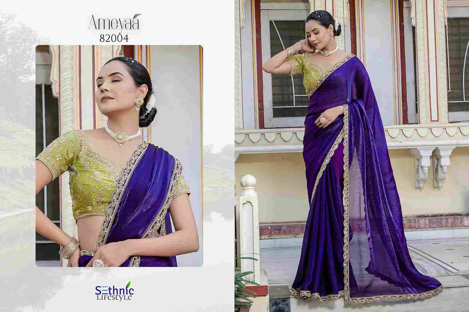 Ameyaa By Sethnic 82001 To 82004 Series Indian Traditional Wear Collection Beautiful Stylish Fancy Colorful Party Wear & Occasional Wear Satin Sarees At Wholesale Price