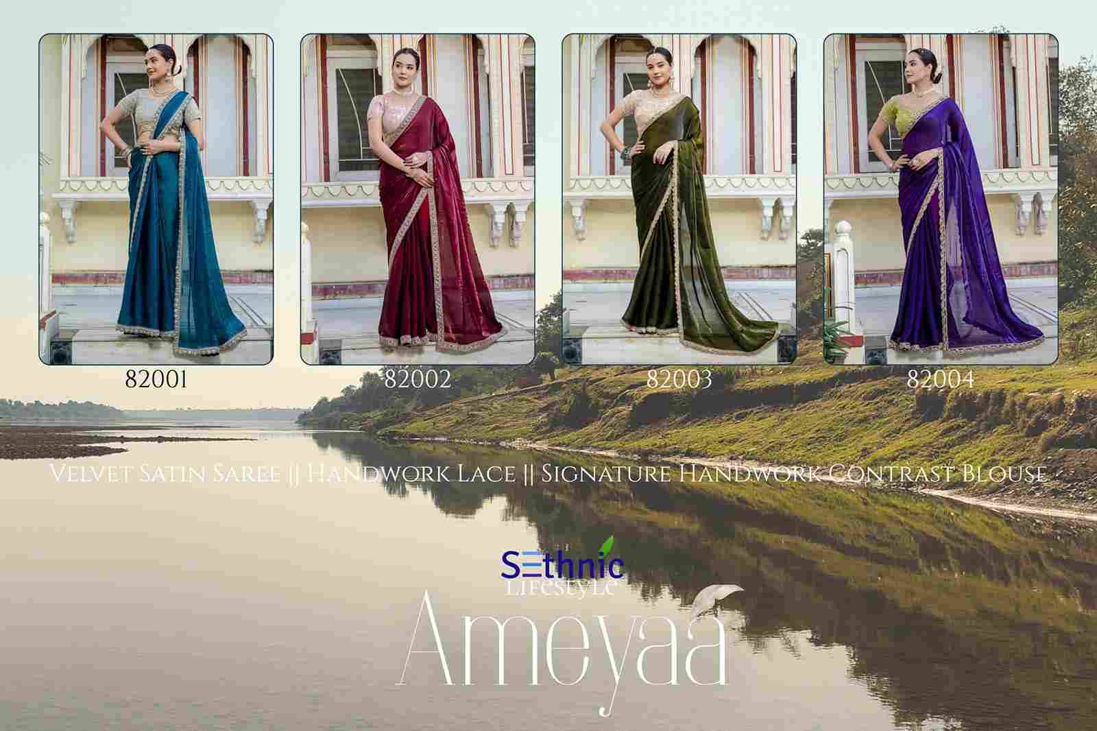 Ameyaa By Sethnic 82001 To 82004 Series Indian Traditional Wear Collection Beautiful Stylish Fancy Colorful Party Wear & Occasional Wear Satin Sarees At Wholesale Price