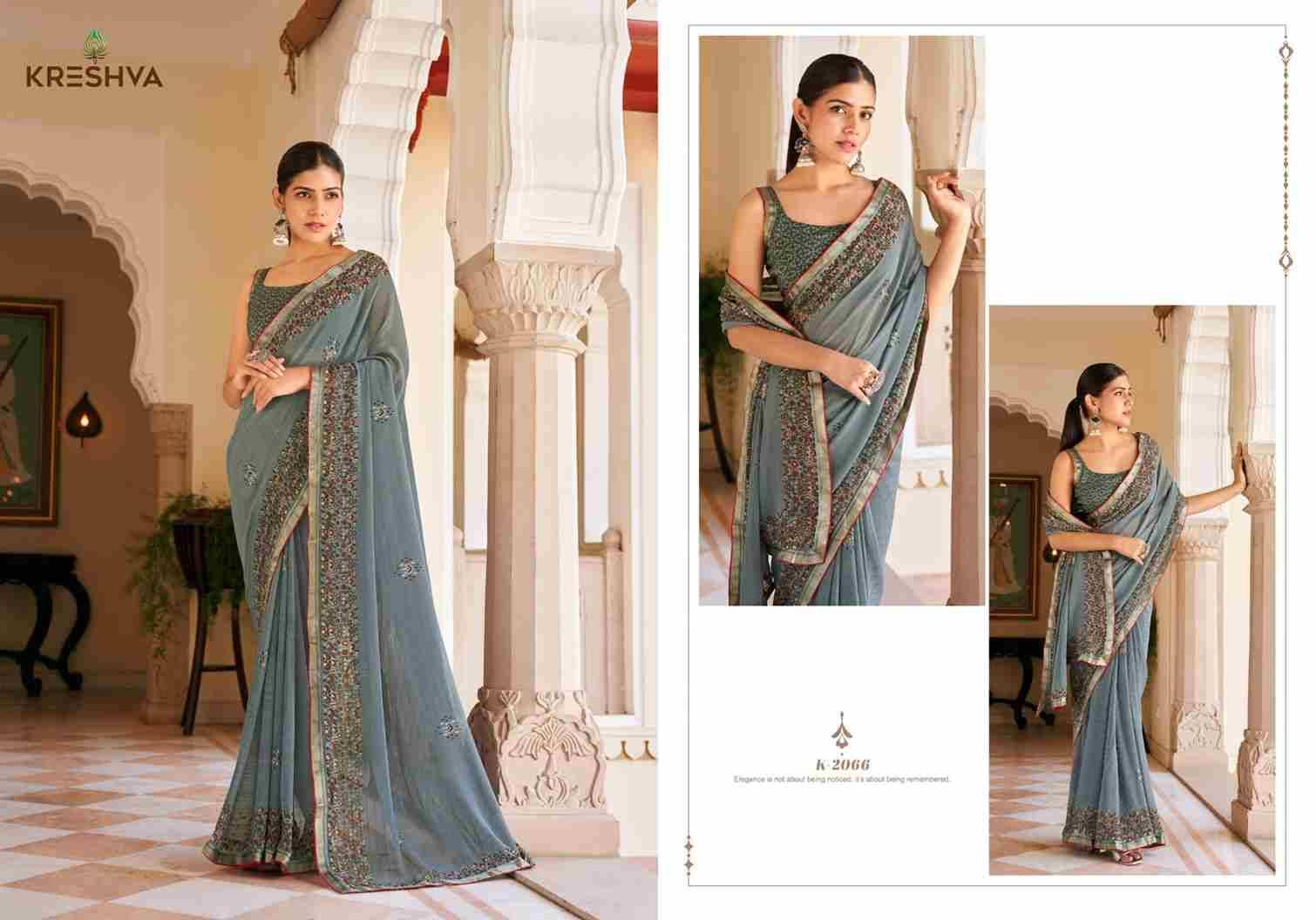 Suhana By Kreshva 2061 To 2068 Series Indian Traditional Wear Collection Beautiful Stylish Fancy Colorful Party Wear & Occasional Wear Georgette Sarees At Wholesale Price
