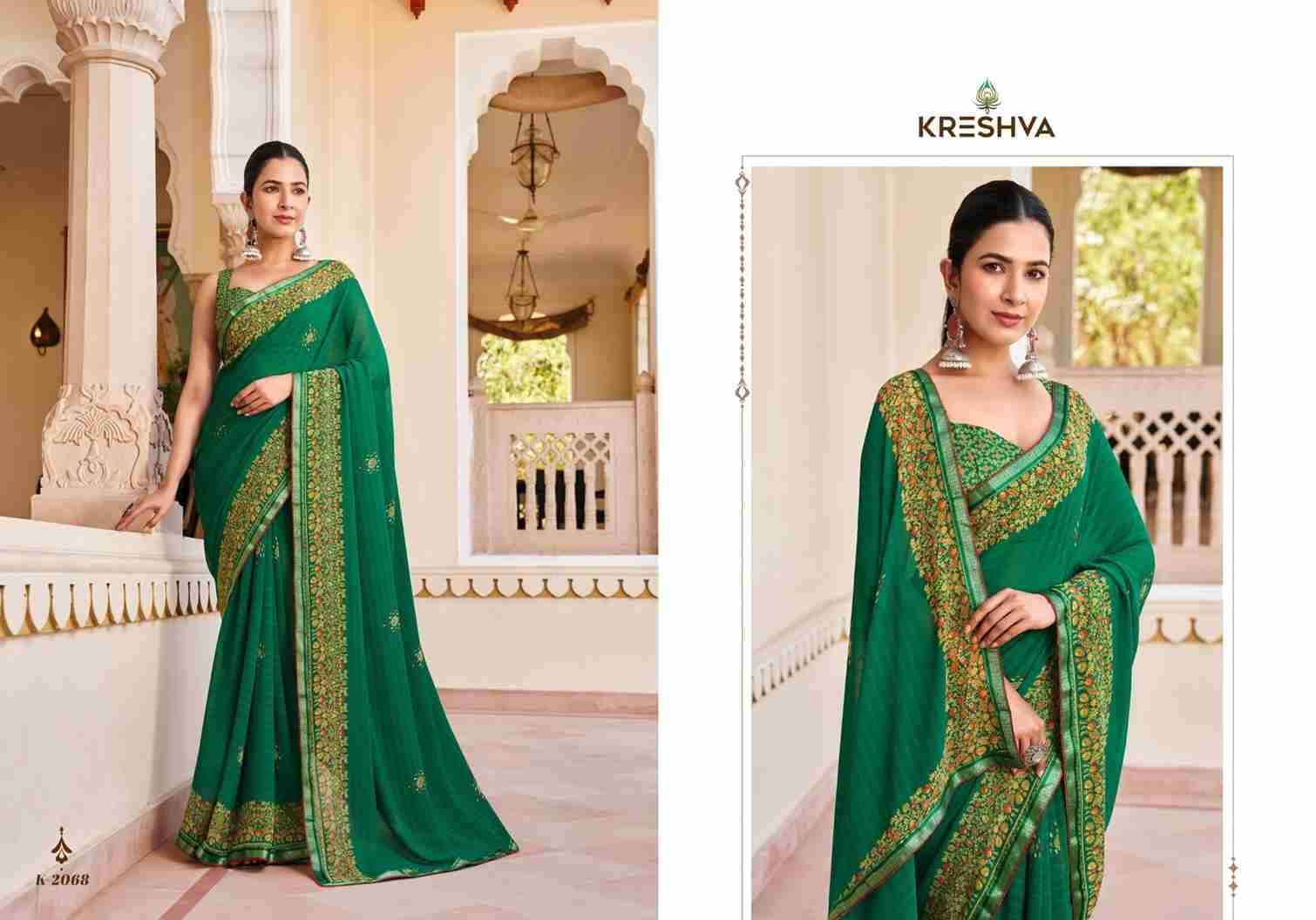 Suhana By Kreshva 2061 To 2068 Series Indian Traditional Wear Collection Beautiful Stylish Fancy Colorful Party Wear & Occasional Wear Georgette Sarees At Wholesale Price