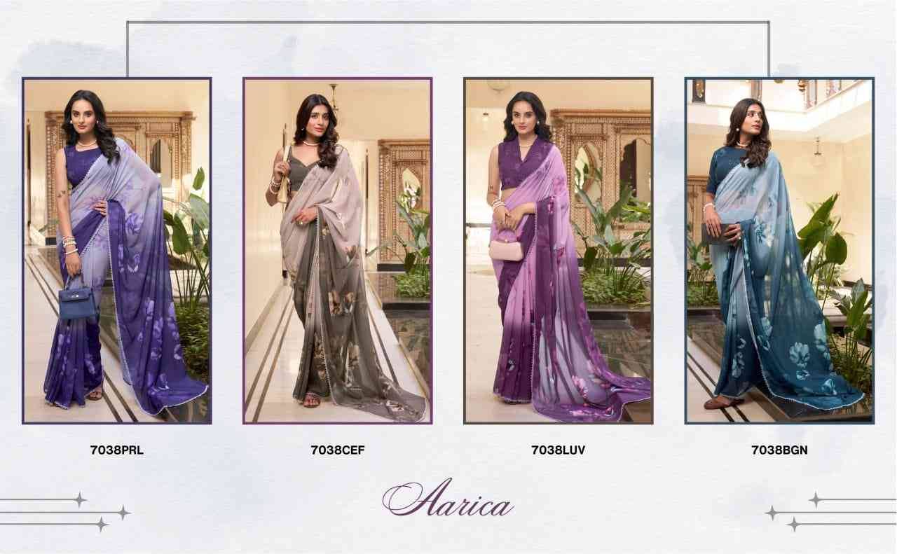 Aarica By Fashid Wholesale 7038-A To 7038-D Series Indian Traditional Wear Collection Beautiful Stylish Fancy Colorful Party Wear & Occasional Wear Weightless Sarees At Wholesale Price