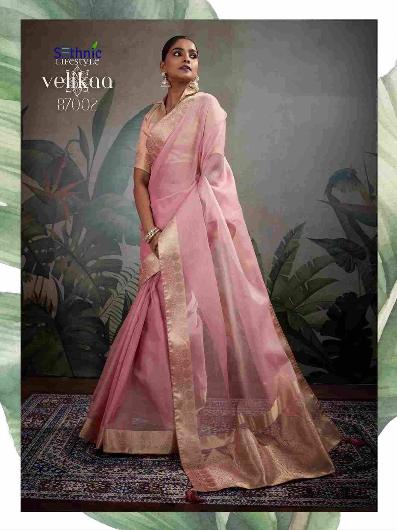 Velikaa By Sethnic 87001 To 87005 Series Indian Traditional Wear Collection Beautiful Stylish Fancy Colorful Party Wear & Occasional Wear Tissue Sarees At Wholesale Price