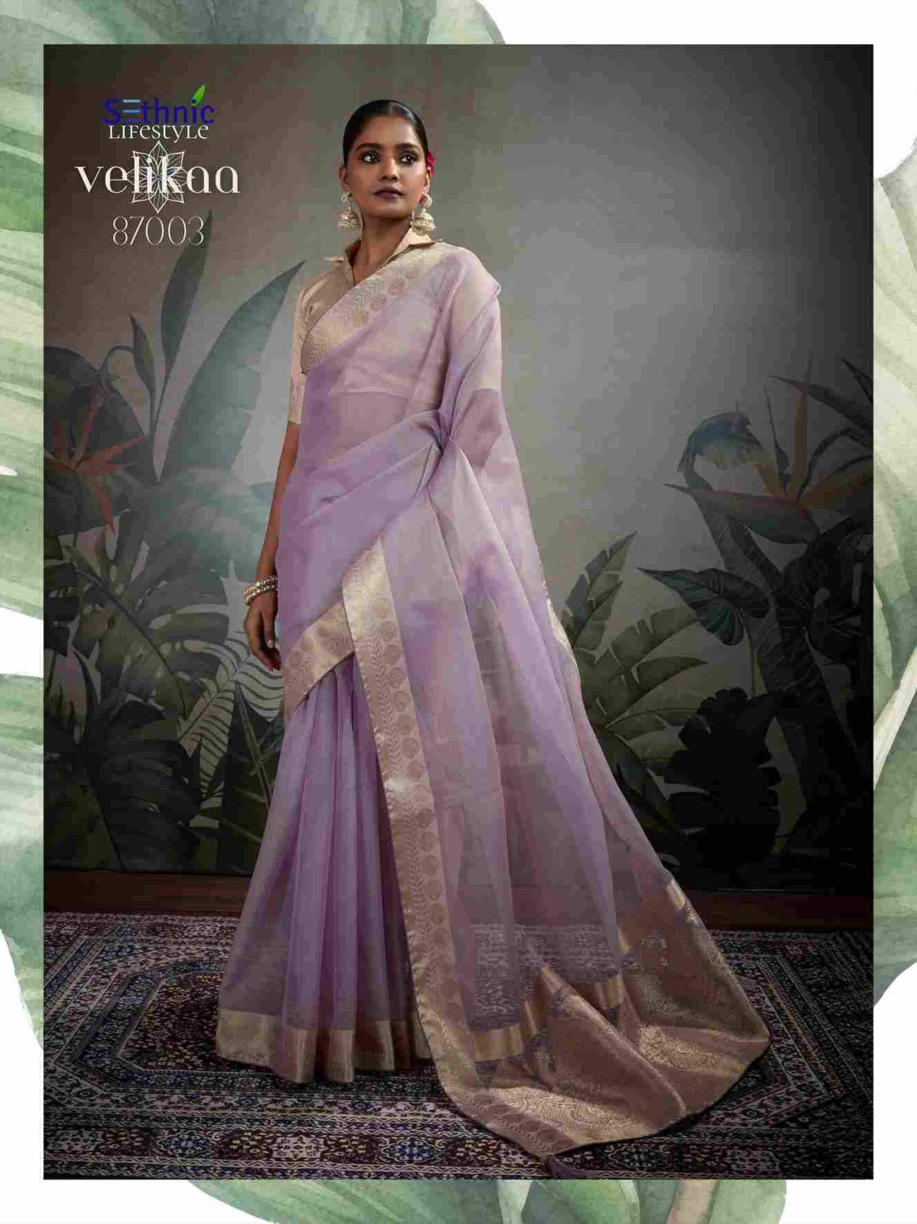 Velikaa By Sethnic 87001 To 87005 Series Indian Traditional Wear Collection Beautiful Stylish Fancy Colorful Party Wear & Occasional Wear Tissue Sarees At Wholesale Price