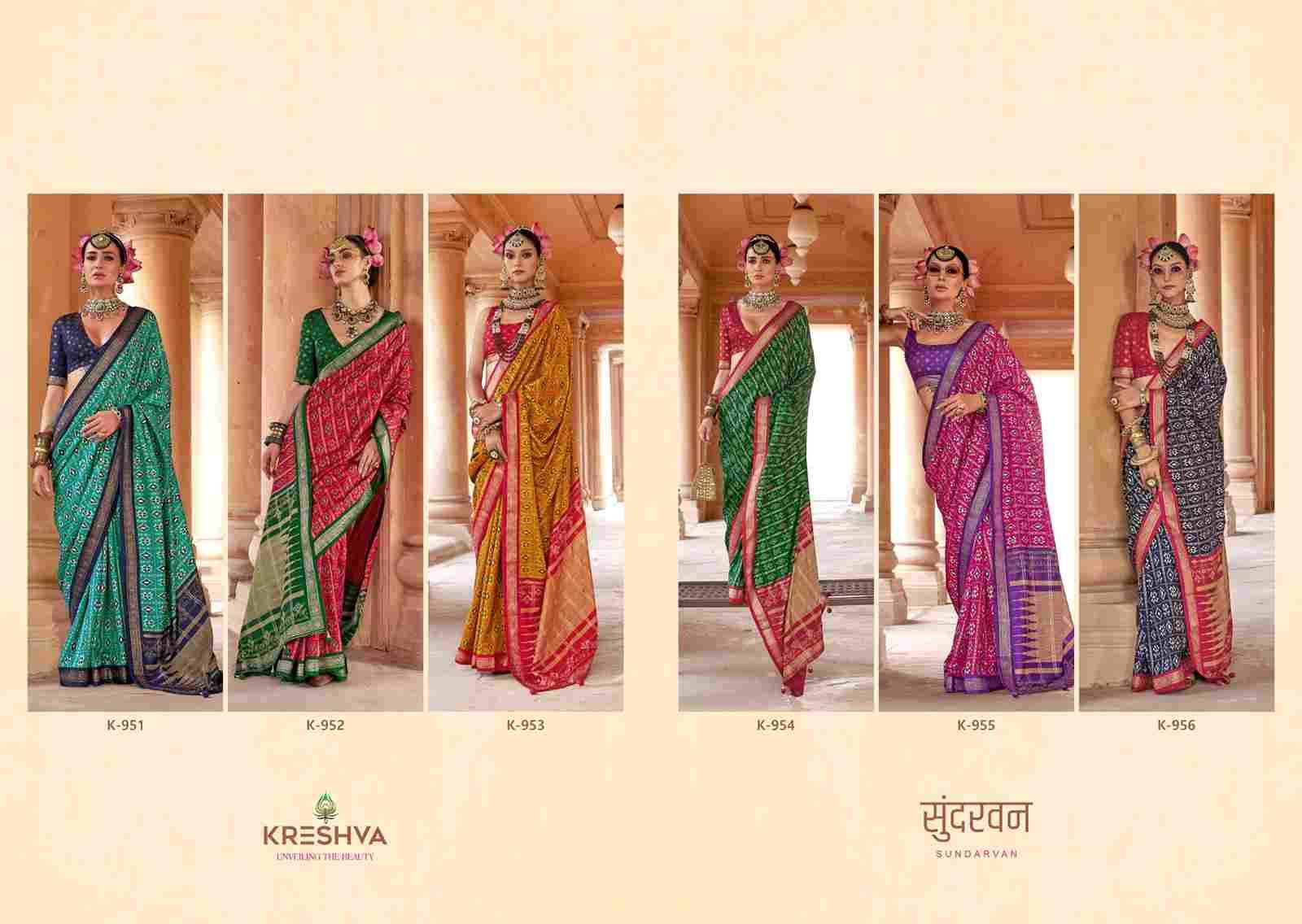 Sundarvan By Kreshva 951 To 956 Series Indian Traditional Wear Collection Beautiful Stylish Fancy Colorful Party Wear & Occasional Wear Silk Sarees At Wholesale Price
