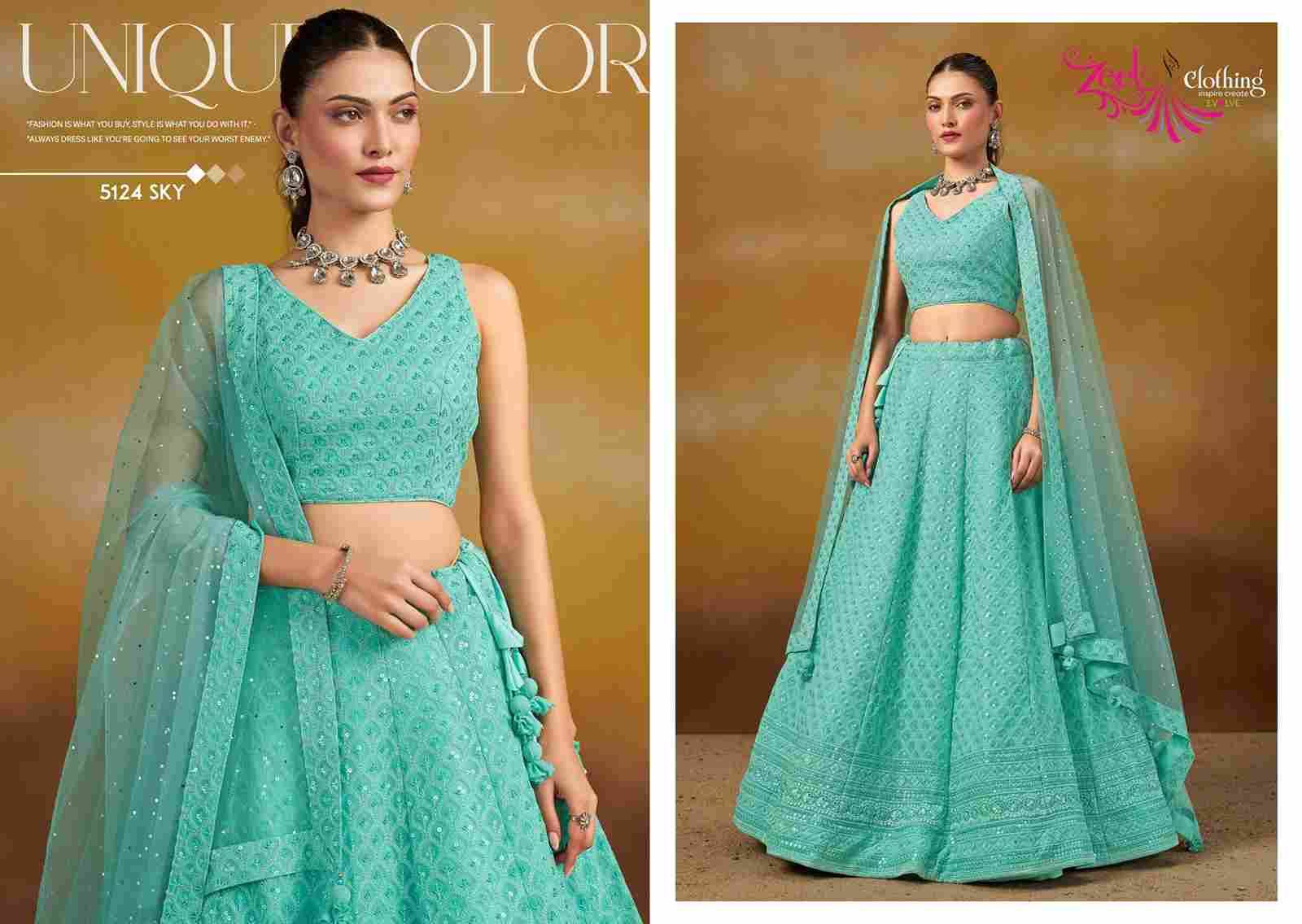 Florance Vol-2 By Zeel Clothing 5124-F To 5124-J Series Designer Beautiful Collection Occasional Wear & Party Wear Georgette Lehengas At Wholesale Price