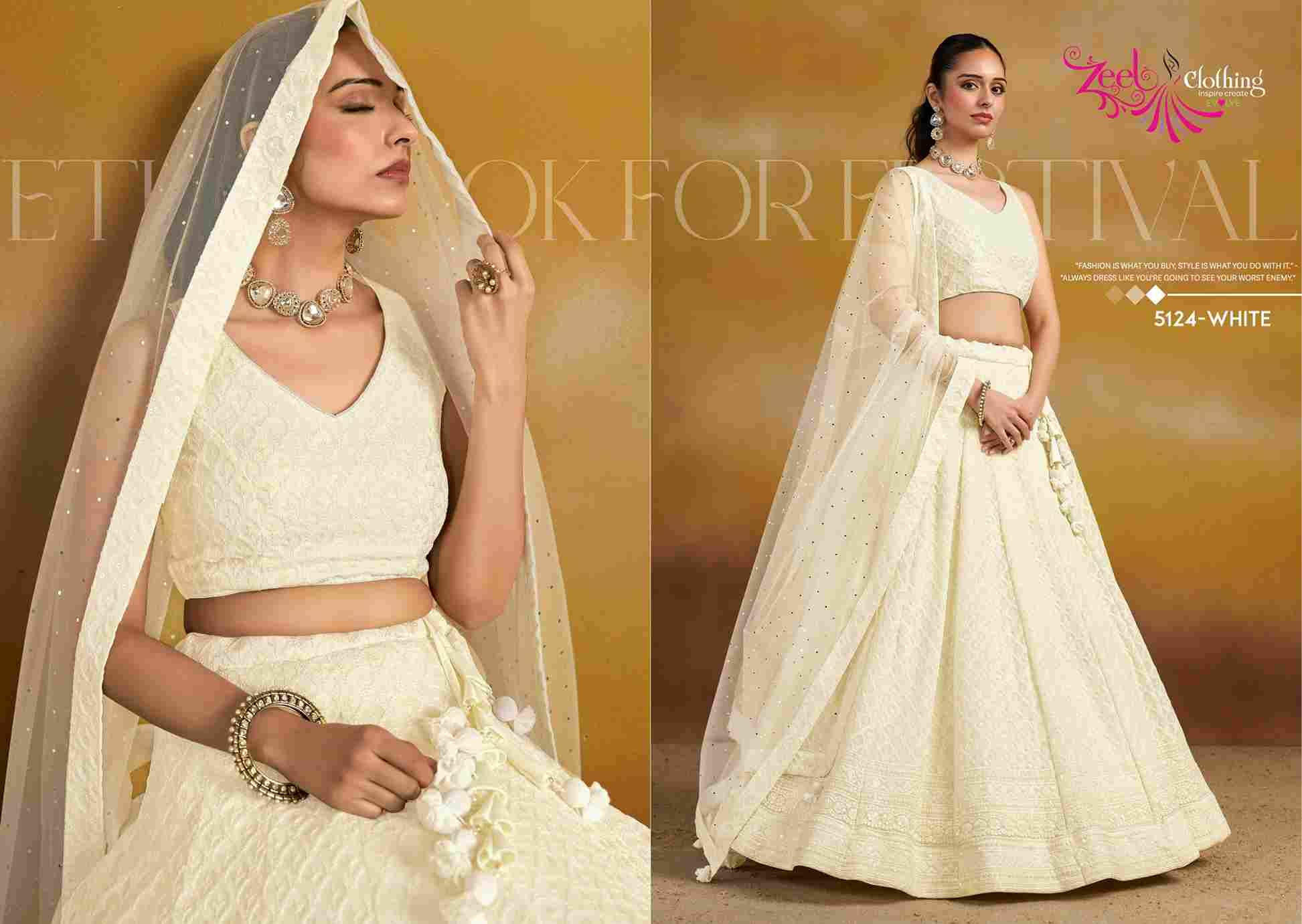 Florance Vol-2 By Zeel Clothing 5124-F To 5124-J Series Designer Beautiful Collection Occasional Wear & Party Wear Georgette Lehengas At Wholesale Price