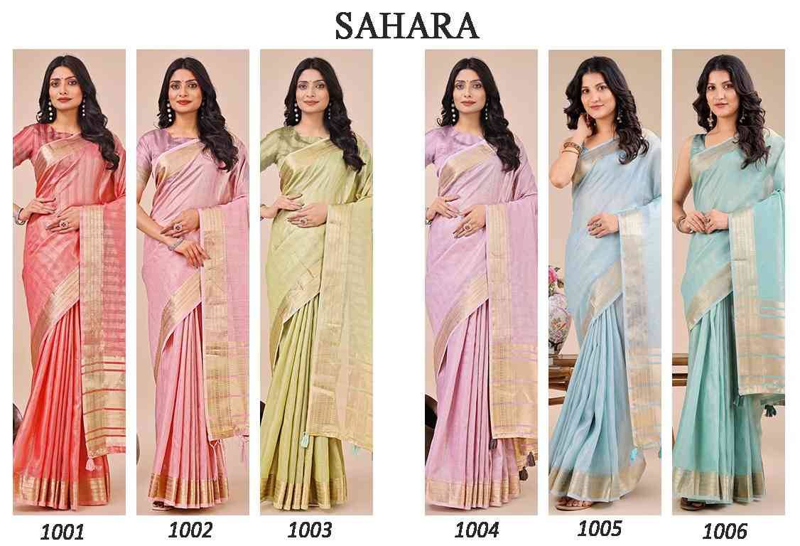 Sahara By Fashid Wholesale 1001 To 1006 Series Indian Traditional Wear Collection Beautiful Stylish Fancy Colorful Party Wear & Occasional Wear Organza Sarees At Wholesale Price