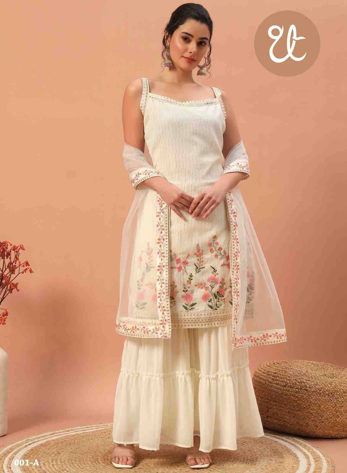 Thread Thrill 001 Colours By Thread Thrill 001-A To 001-D Series Beautiful Sharara Suits Colorful Stylish Fancy Casual Wear & Ethnic Wear Heavy Georgette Dresses At Wholesale Price
