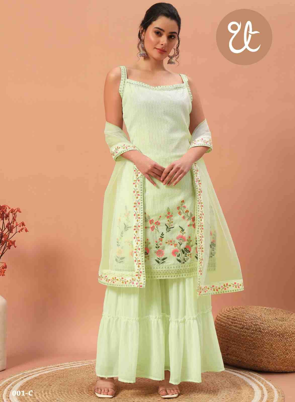 Thread Thrill 001 Colours By Thread Thrill 001-A To 001-D Series Beautiful Sharara Suits Colorful Stylish Fancy Casual Wear & Ethnic Wear Heavy Georgette Dresses At Wholesale Price