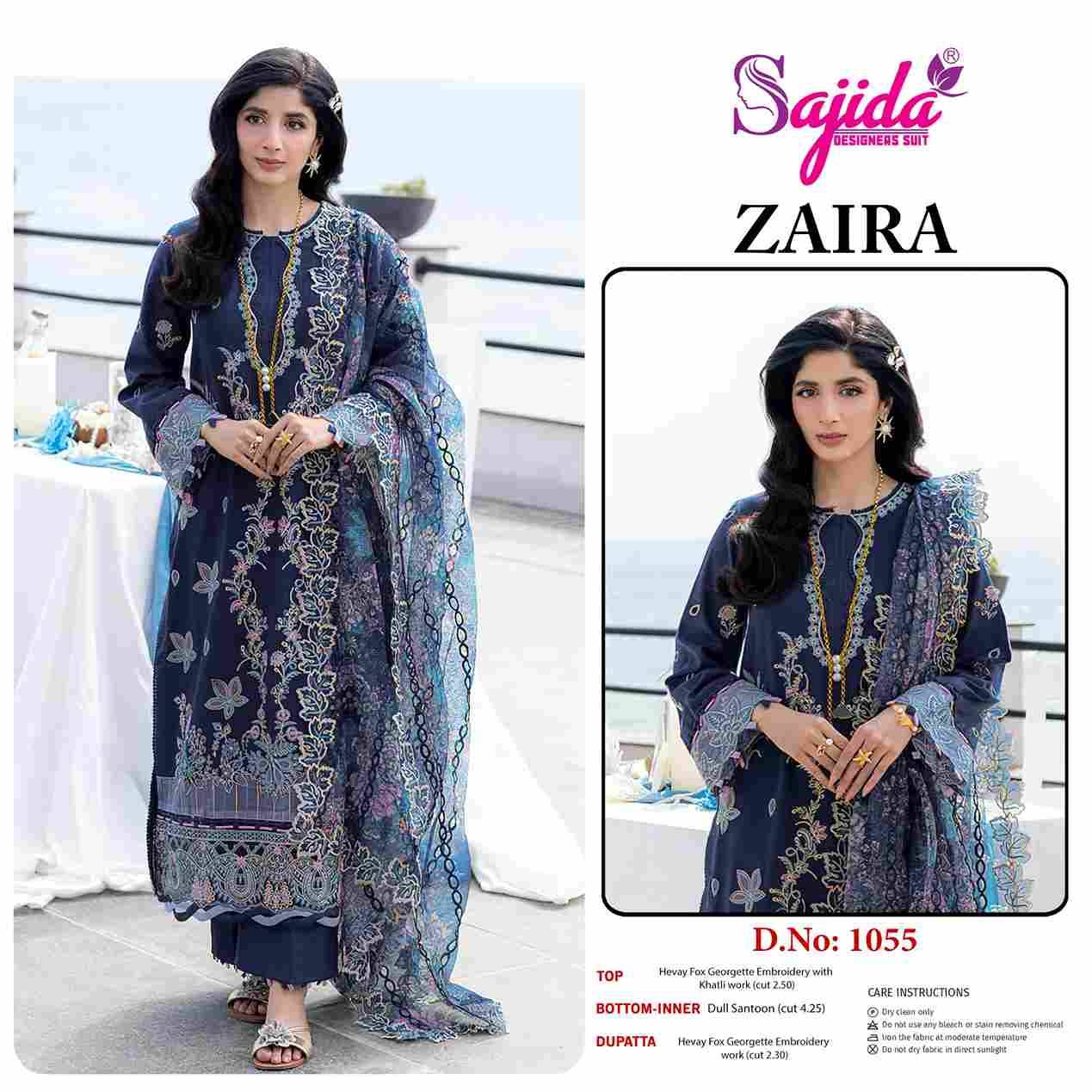 Sajida Hit Design 1055 By Sajida Designer Suits Beautiful Pakistani Suits Colorful Stylish Fancy Casual Wear & Ethnic Wear Heavy Faux Georgette Embroidered Dresses At Wholesale Price