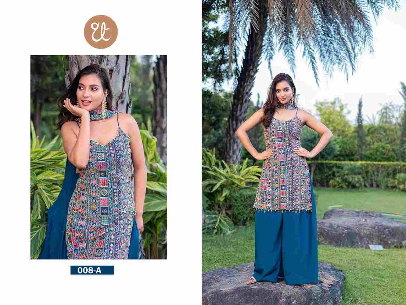 Thread Thrill 008 Colours By Thread Thrill 008-A To 008-D Series Beautiful Sharara Suits Colorful Stylish Fancy Casual Wear & Ethnic Wear Heavy Chinnon Dresses At Wholesale Price