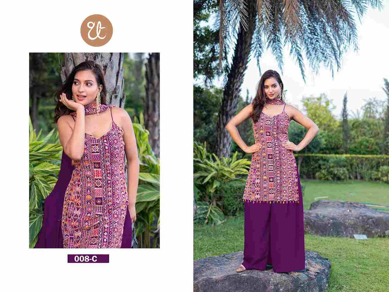 Thread Thrill 008 Colours By Thread Thrill 008-A To 008-D Series Beautiful Sharara Suits Colorful Stylish Fancy Casual Wear & Ethnic Wear Heavy Chinnon Dresses At Wholesale Price